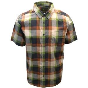 prAna Benton Men's Short-Sleeve Button-Down Normwear Plaid Shirt XL